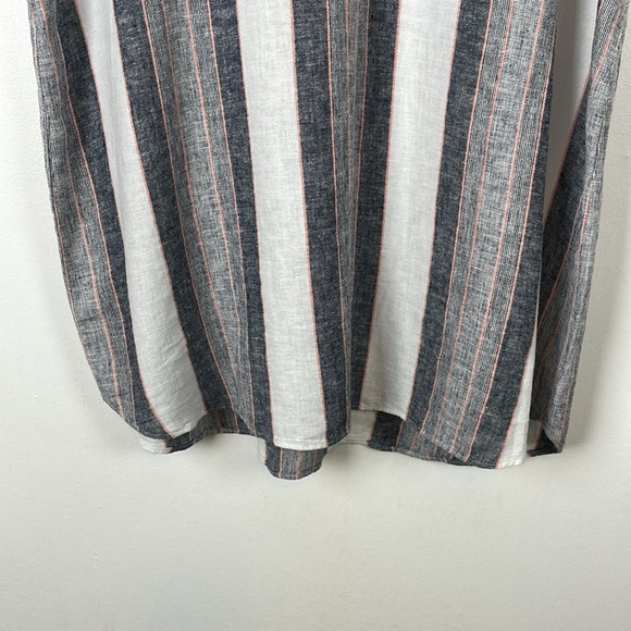 Loft Outlet Linen Blend Short Sleeve V Neck Striped Pullover Women L Shirt Dress - Picture 2 of 9